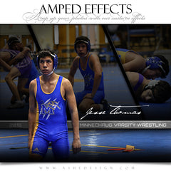 Amped Effects - Faded Triptych - Wrestling Poster Template For Photoshop