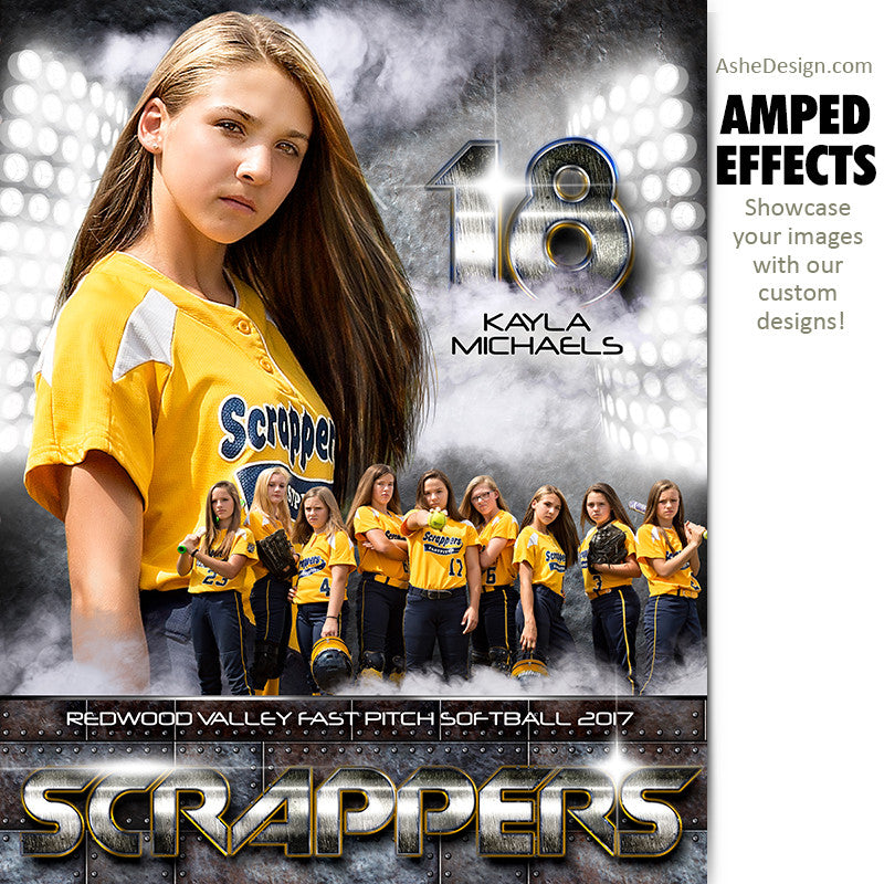 Ashe Design 16x20 Amped Effects Sports Photography Photoshop Templates Individual Poster