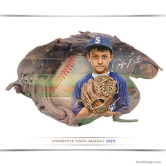Amped Effects - Double Exposure - Baseball Glove Poster Template For Photoshop