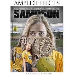 Amped Effects - Game Face Softball Poster Template For Photoshop