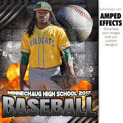 Amped Effects - Molten Baseball Poster Template For Photoshop