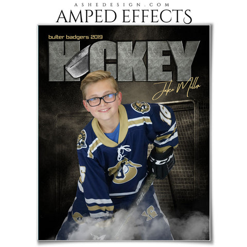 Ashe Design 16x20 Amped Effects - Rocked Ice Hockey