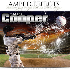 Amped Effects - Smashing Through Baseball Poster Template For Photoshop