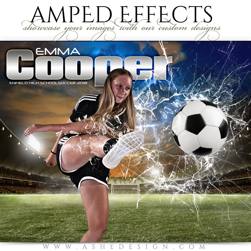 Ashe Design 16x20 Amped Effects Poster - Smashing Through - Soccer