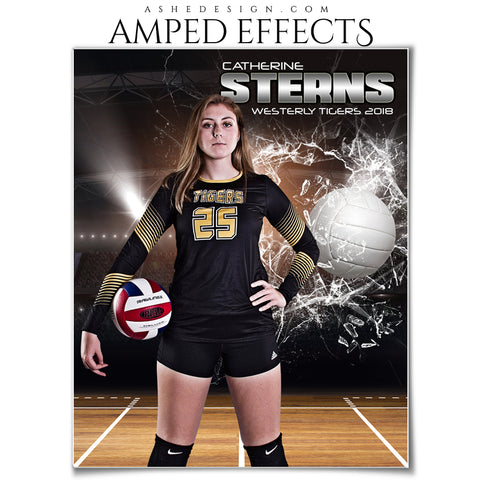 Ashe Design 16x20 Amped Effects - Smashing Through Volleyball Portrait