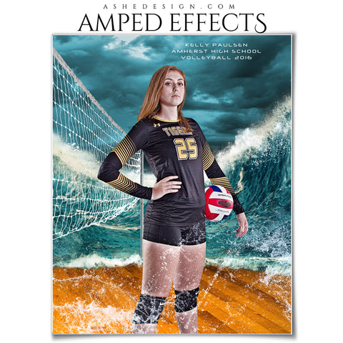 Ashe Design 16x20 Amped Effects - Tidal Wave Volleyball - Portrait