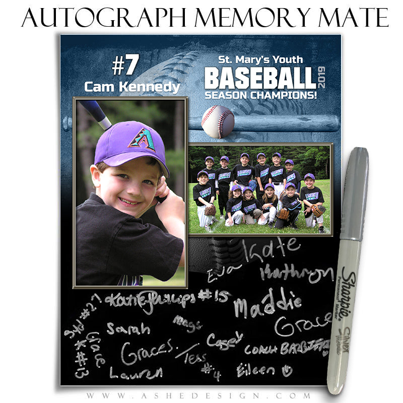 Ashe Design Memory Mates - Autograph Baseball