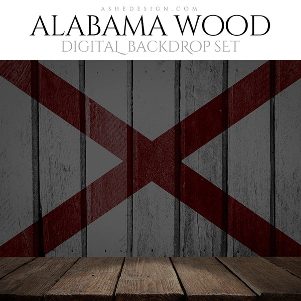 Digital Props - 16x20 Backdrops - Alabama State Flags - Wood