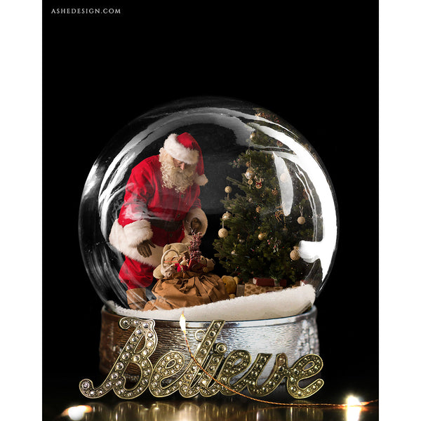 Digital Props 8x10 Backdrop Set - Believe Snow Globe