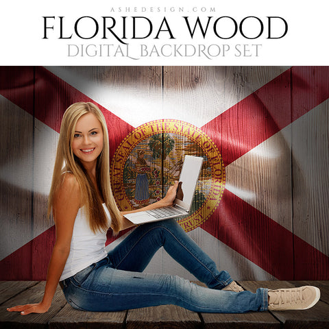 Digital Props - 16x20 Backdrops - Florida State Flags - Wood