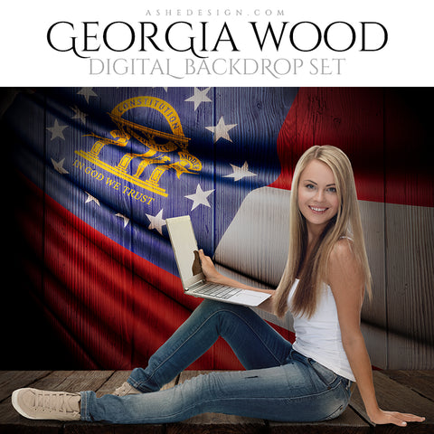 Digital Props - 16x20 Backdrops - Georgia State Flags - Wood