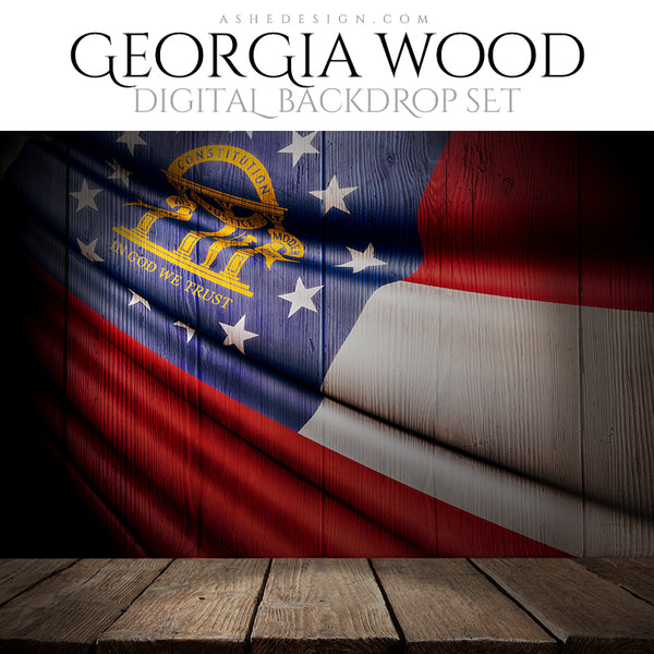 Digital Props - 16x20 Backdrops - Georgia State Flags - Wood
