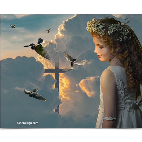 Digital Props 16x20 Backdrop - Heavenly Cross