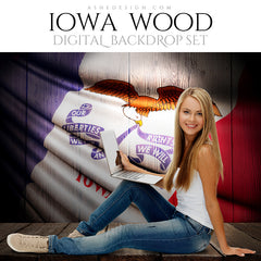 Digital Props - 16x20 Backdrops - Iowa State Flags - Wood
