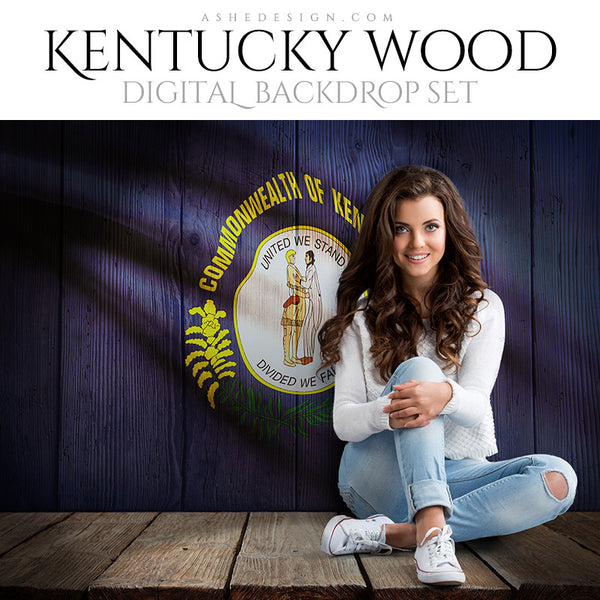 Digital Props - 16x20 Backdrops - Kentucky State Flags - Wood