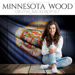Digital Props - 16x20 Backdrops - Minnesota State Flags - Wood