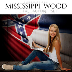 Digital Props - 16x20 Backdrops - Mississippi State Flags - Wood