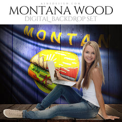 Digital Props - 16x20 Backdrops - Montana State Flags - Wood
