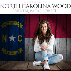 Digital Props - 16x20 Backdrops - North Carolina State Flags - Wood