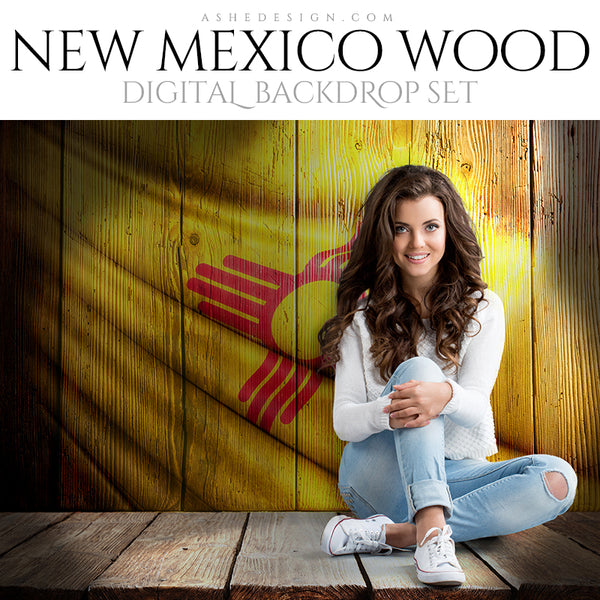 Digital Props - 16x20 Backdrops - New Mexico State Flags - Wood