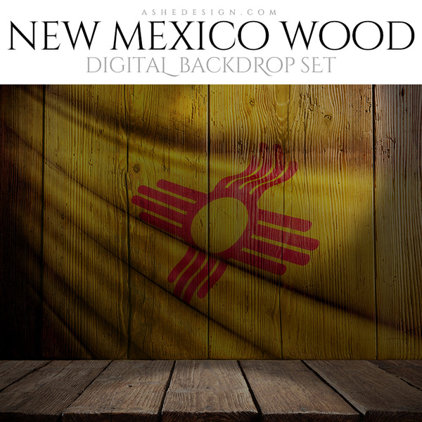 Digital Props - 16x20 Backdrops - New Mexico State Flags - Wood