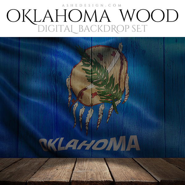 Digital Props - 16x20 Backdrops - Oklahoma State Flags - Wood