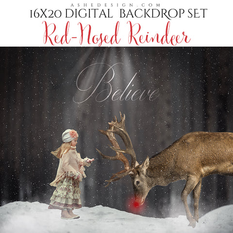 Digital Props 16x20 Backdrop Set - Red-Nosed Reindeer