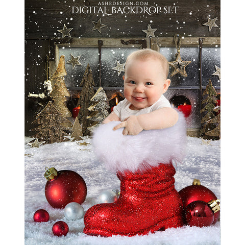 Digital Props 16x20 Backdrop Set - Santa 's Boot