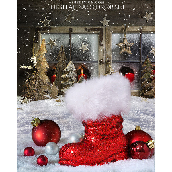 Digital Props 16x20 Backdrop Set - Santa 's Boot