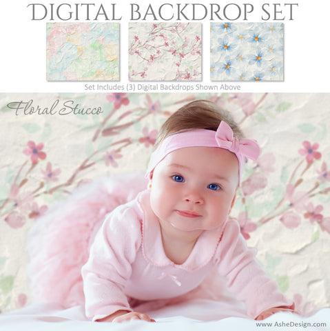 Digital Backdrop Set - Floral Stucco