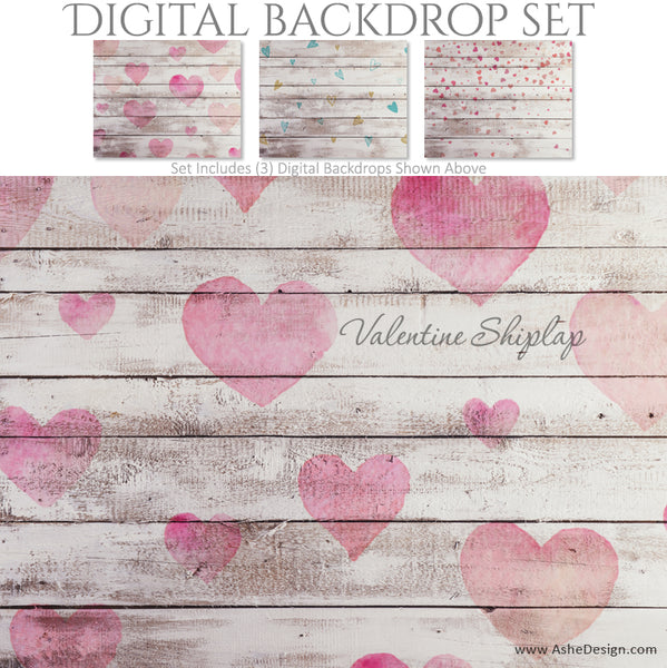 Ashe Design 16x20 Digital Backdrop Set - Valentine Shiplap BEFORE