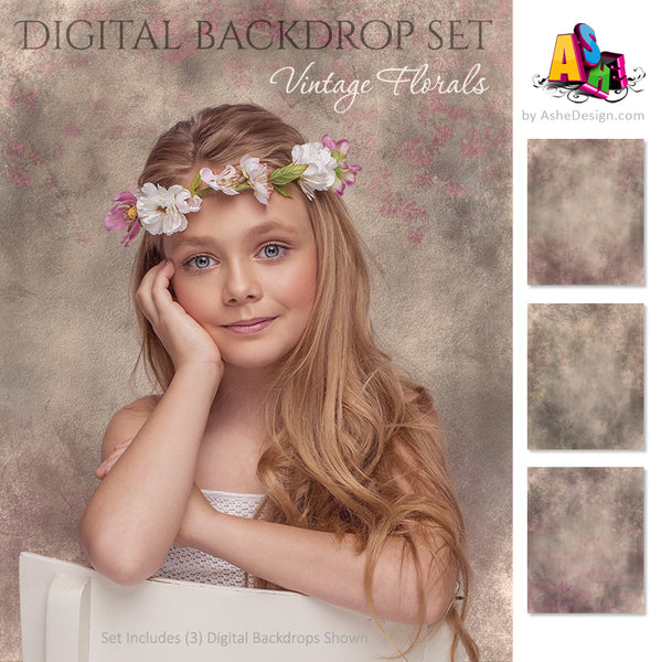 Digital Backdrop Set - Vintage Florals