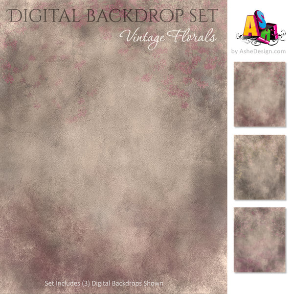 Digital Backdrop Set - Vintage Florals
