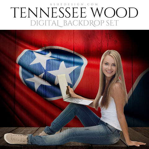 Digital Props - 16x20 Backdrops - Tennessee State Flags - Wood