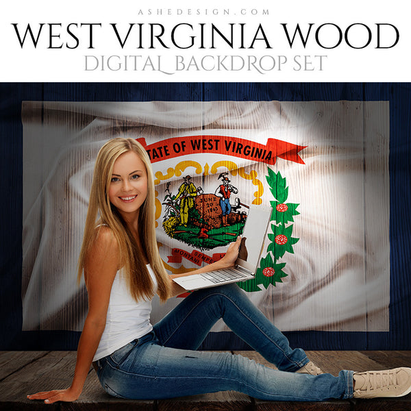 Digital Props - 16x20 Backdrops - West Virginia State Flags - Wood