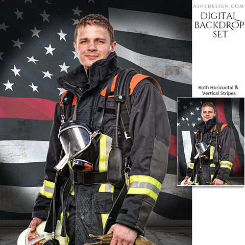 Digital Props - 16x20 Backdrops - Firefighter Flag Stone
