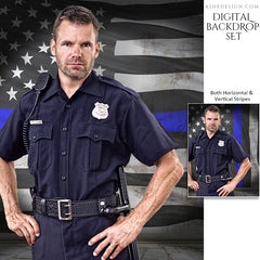 Digital Props - 16x20 Backdrops - Police Flag Stone
