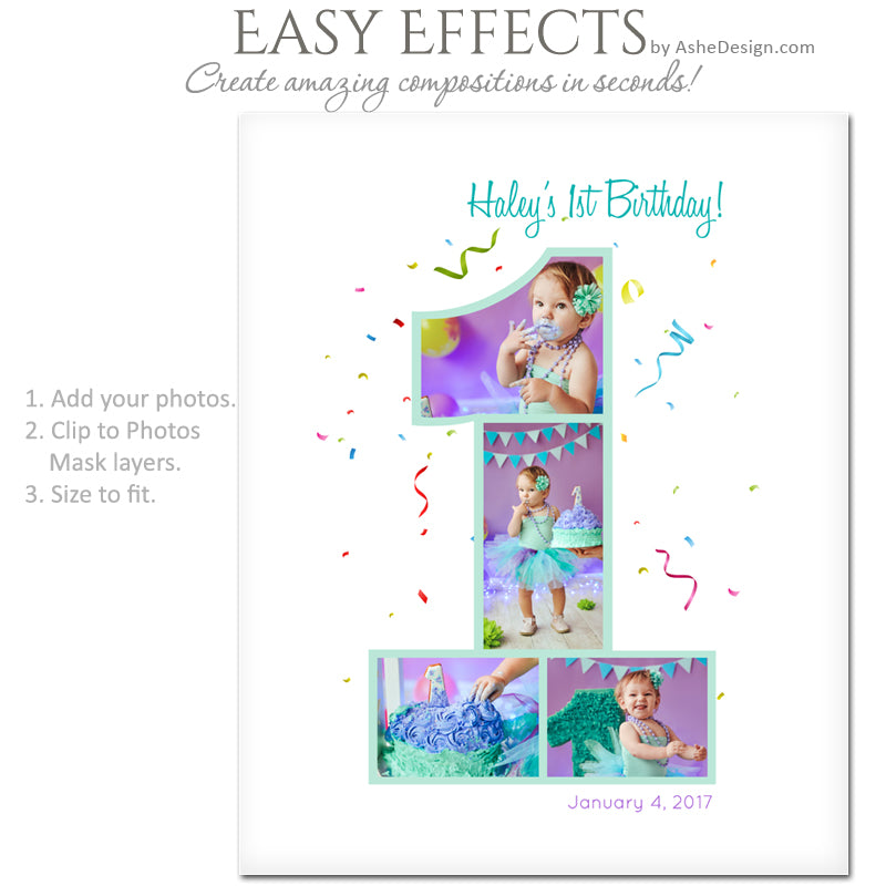 Ashe Design 16x20 Easy Effects - First Birthday