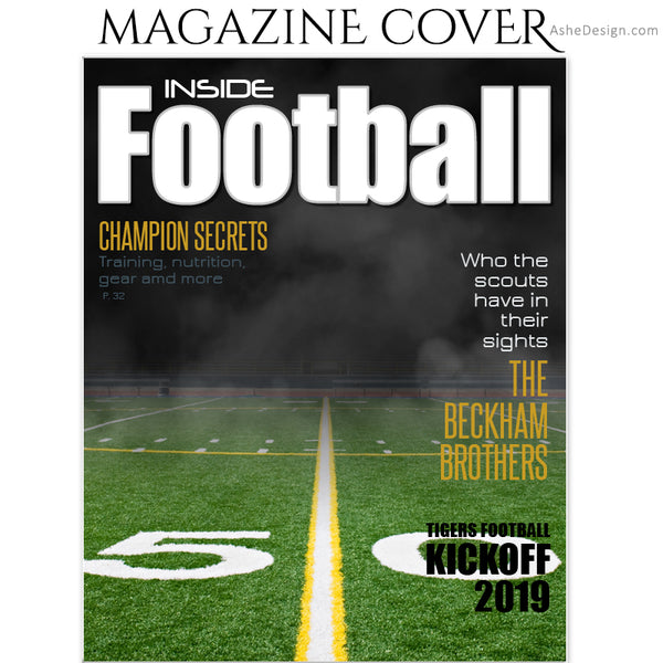 Ashe Design 8x10 Football Magazine Cover Photoshop Template BEFORE