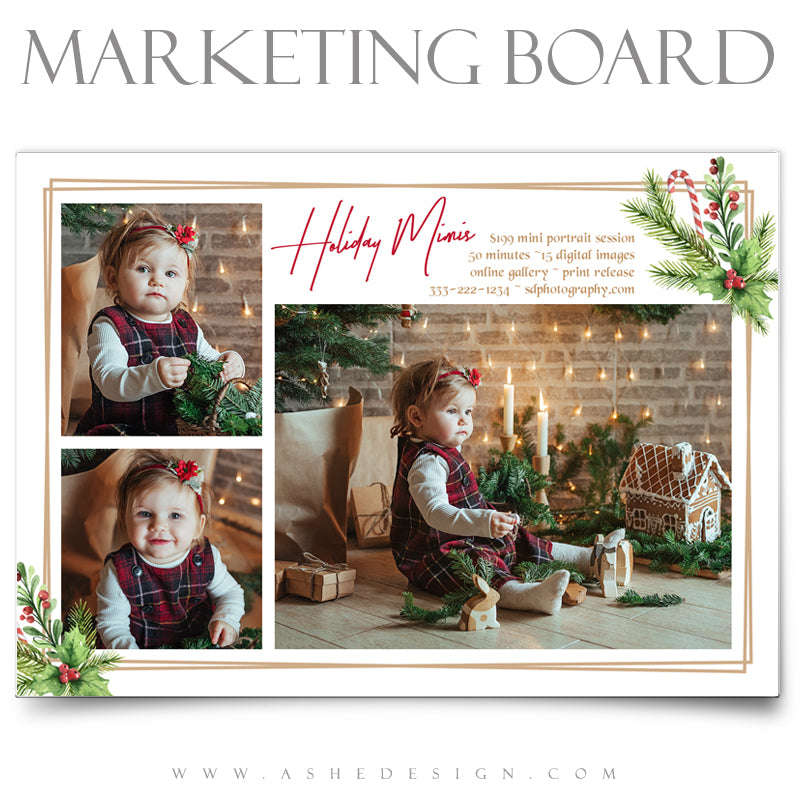 5x7 Flat Marketing Board - Holly Berries