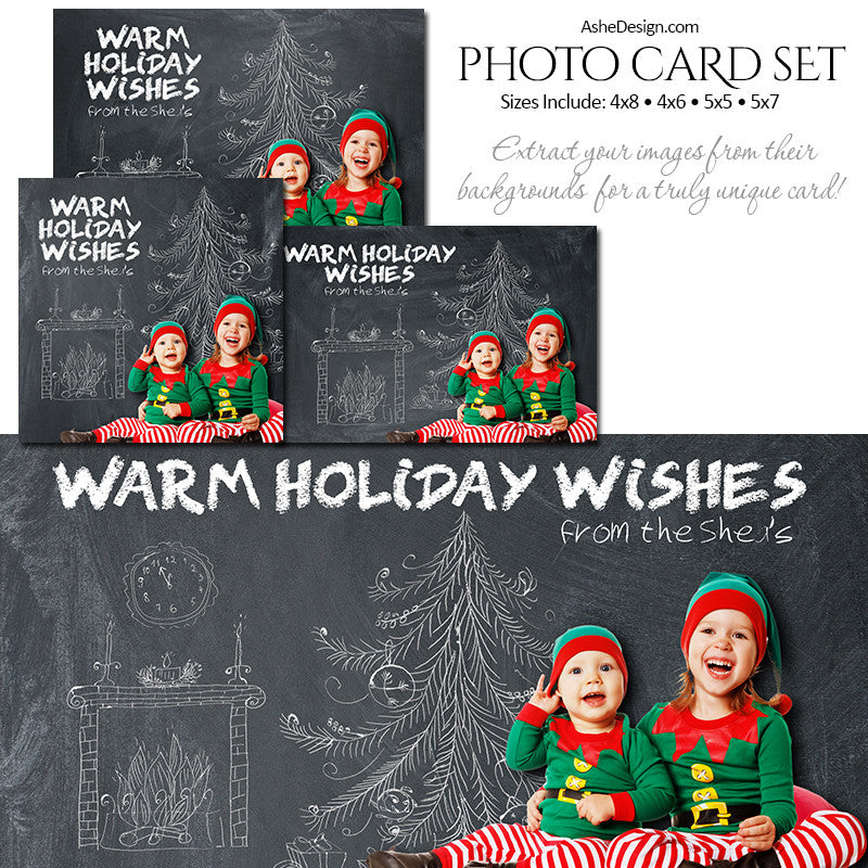 Christmas Photo Card Set - Chalkboard Christmas Cheer