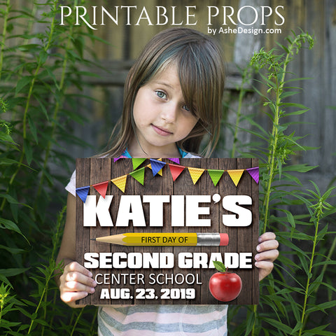 Printable Props - First Day Of School - Wooden Banners