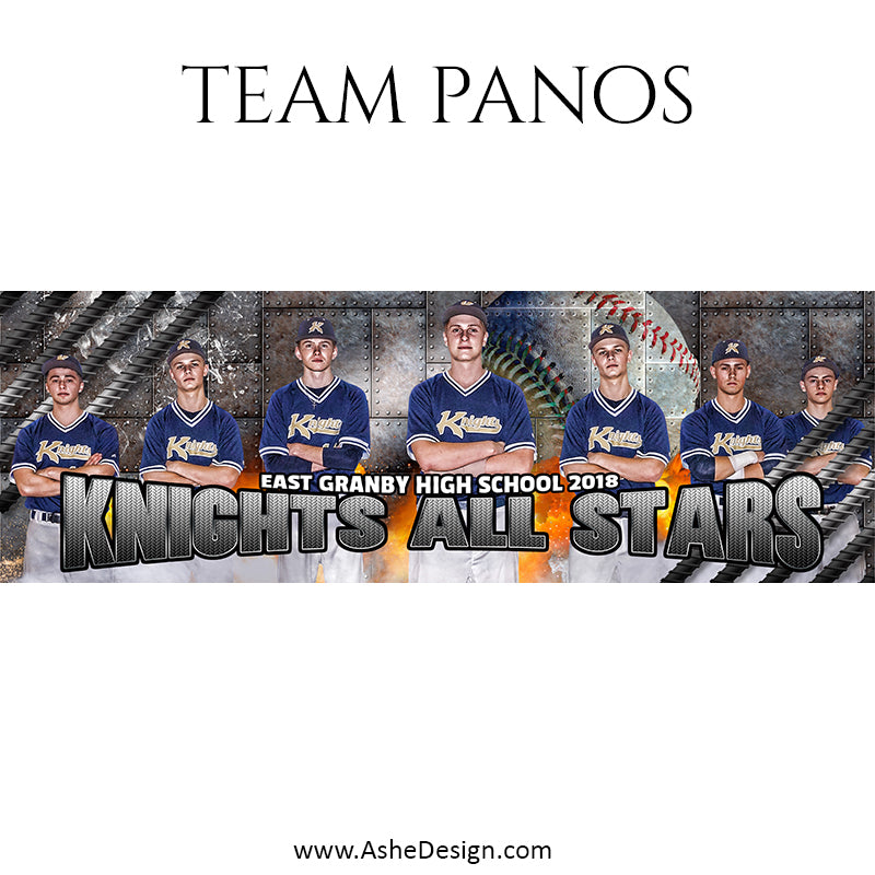 Ashe Design 30x10 Team Pano - Molten - Baseball