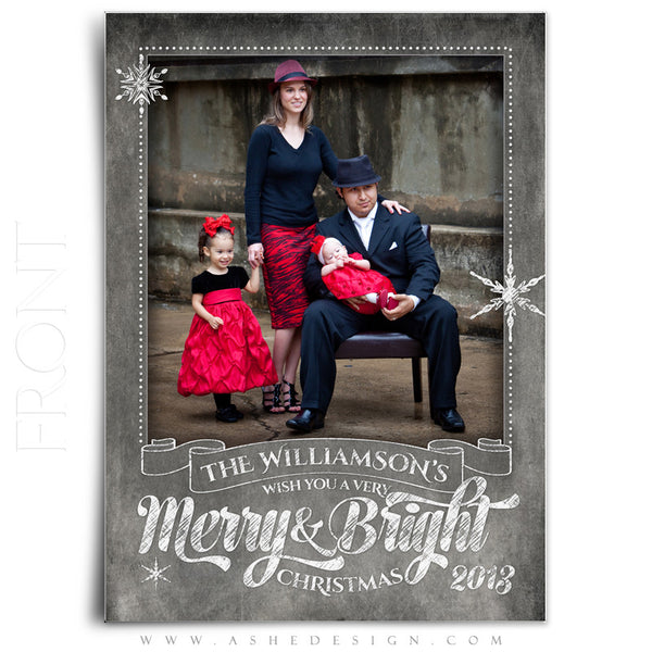 5x7 Flat Christmas Card - Chalkboard Merry & Bright