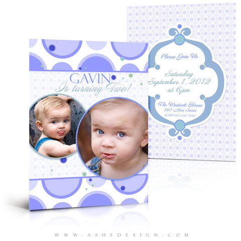 5x7 Flat Card Birthday Invitation - Bubble Gum Blue