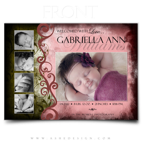 5x7 Flat Birth Announcement - Gabriella Ann