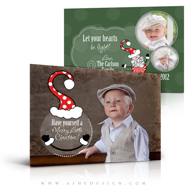 5x7 Flat Christmas Card - Peppermint Santa
