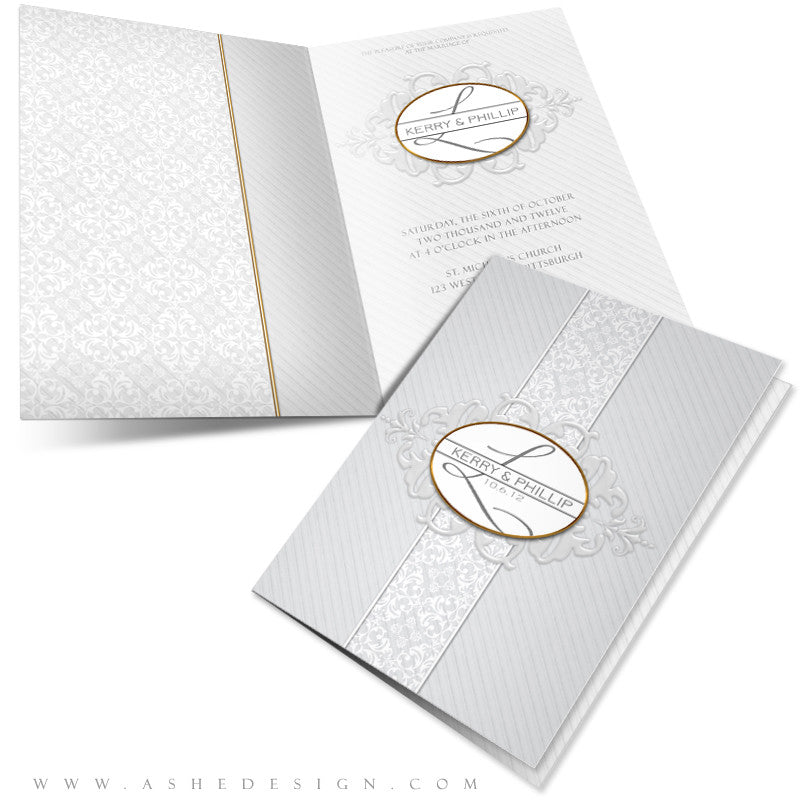 5x7 Folded Wedding Invitation - Embossed
