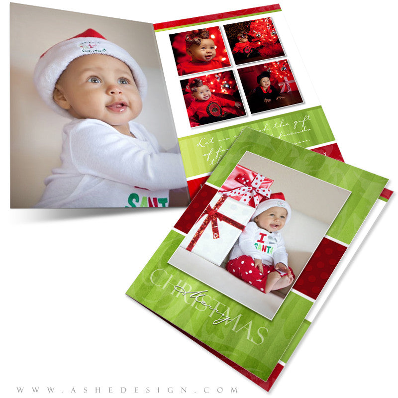 5x7 Folded Christmas Card - Merry & Bright