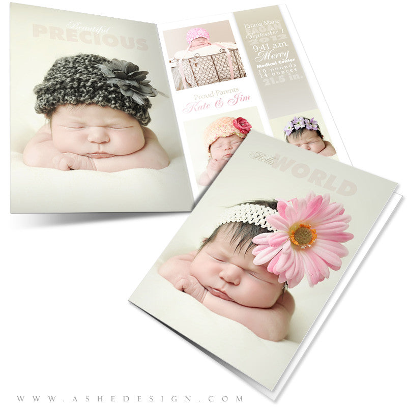 5x7 Folded Birth Announcement - Sculpting Words